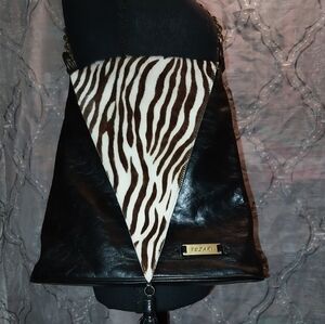 TEZARI Awesome animal print bag with long Tassel, Zebra added more pics